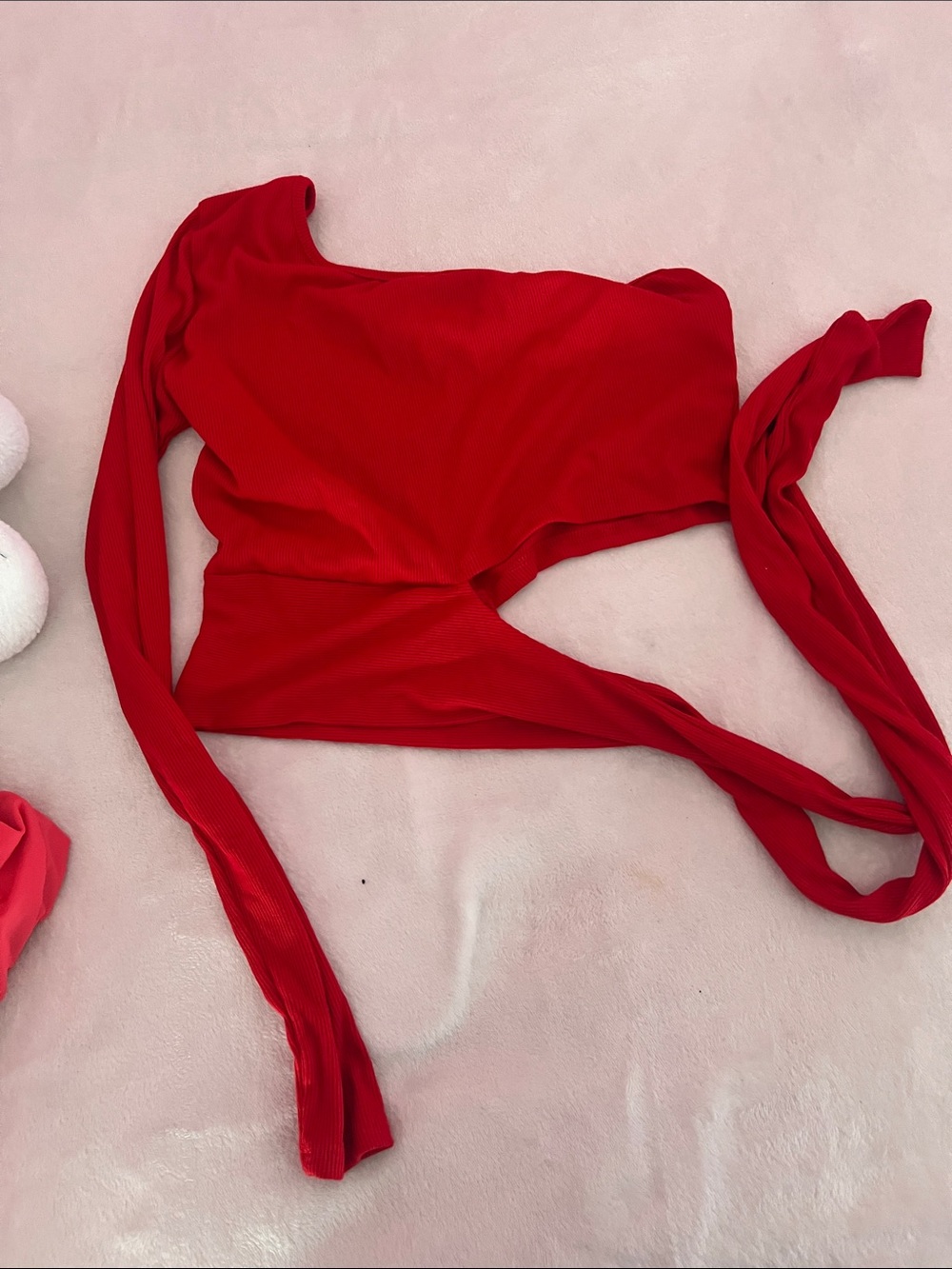Windsor Red One-Shoulder Wrap Crop Top